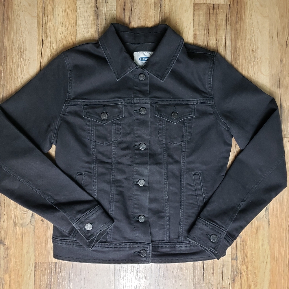 Women's Black Denim Trucker Jacket Old Navy Size Small